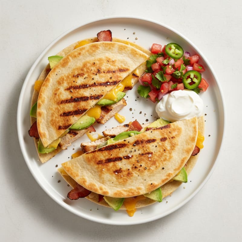 Grilled Chicken Club Quesadillas with Pico