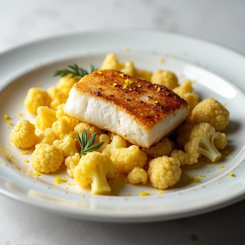 Seared Cod with Roasted Cauliflower and Lemon Zest