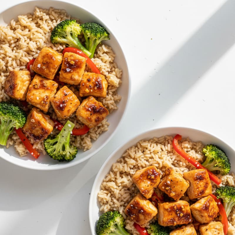 Crispy Honey-Garlic Chicken Bowls