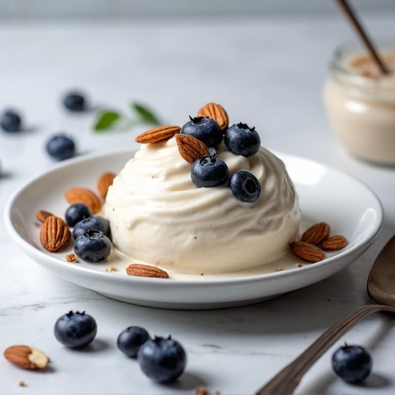 Greek Yogurt Protein Mousse with Blueberries and Almonds