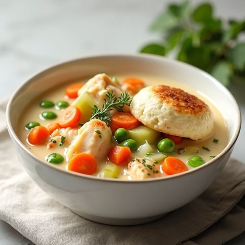 Creamy Chicken and Vegetable Stew with Fluffy Whole Wheat Dumplings