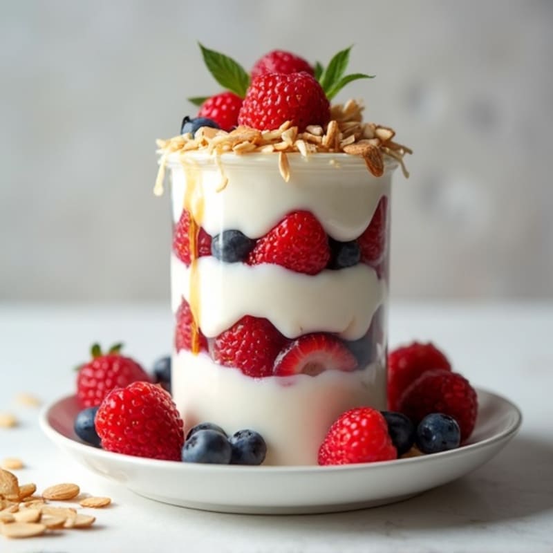 Vanilla Greek Yogurt Protein Parfait with Mixed Berries