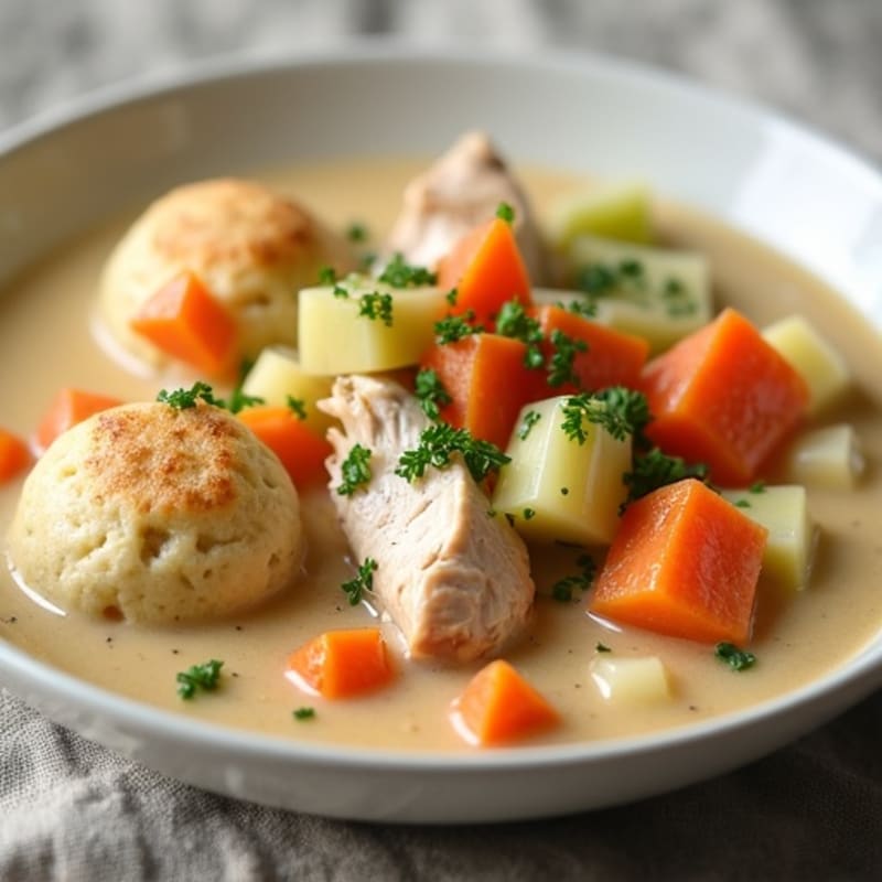 Creamy Herb Chicken and Vegetable Stew with Whole Wheat Dumplings