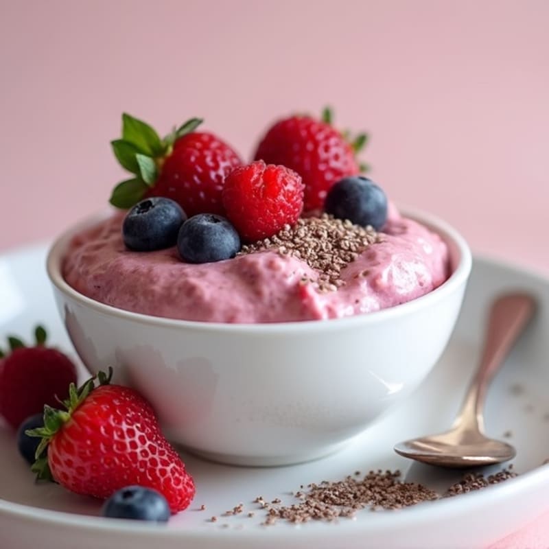 Greek Yogurt Protein Pudding with Mixed Berries