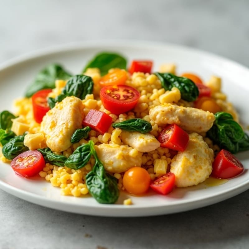 Egg White and Chicken Veggie Scramble