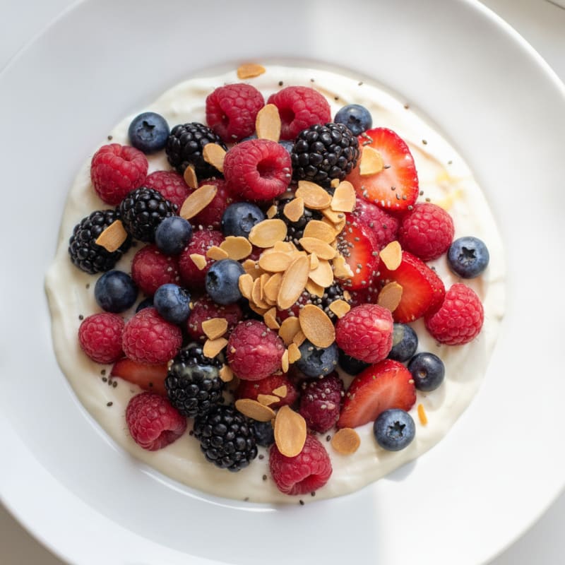 Silky Greek Yogurt Protein Pudding with Mixed Berries