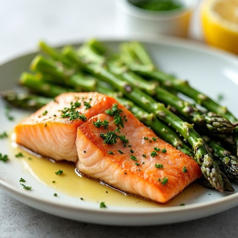 Flaky Lemon Herb Salmon with Roasted Asparagus