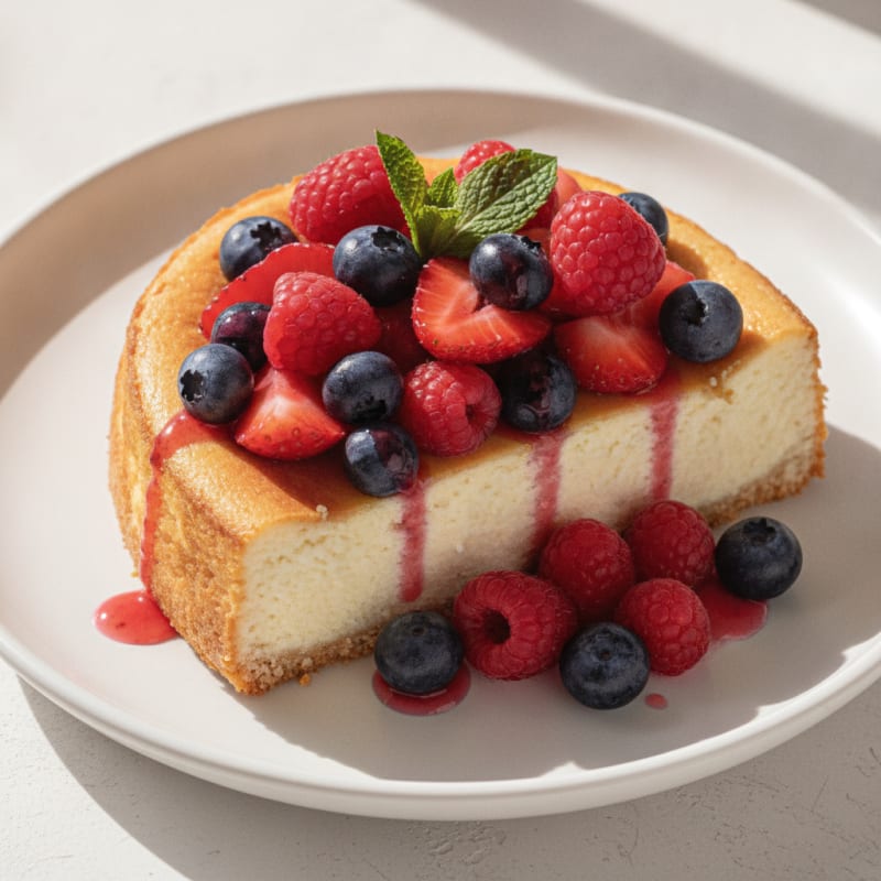 Greek Yogurt Protein Cheesecake with Mixed Berries