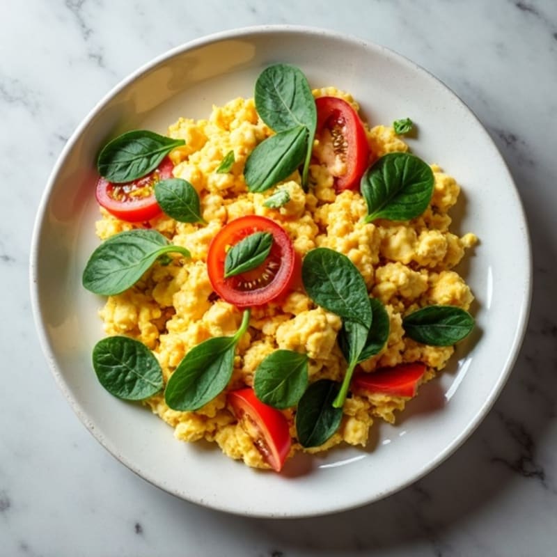 Egg White and Spinach Scramble with Cottage Cheese