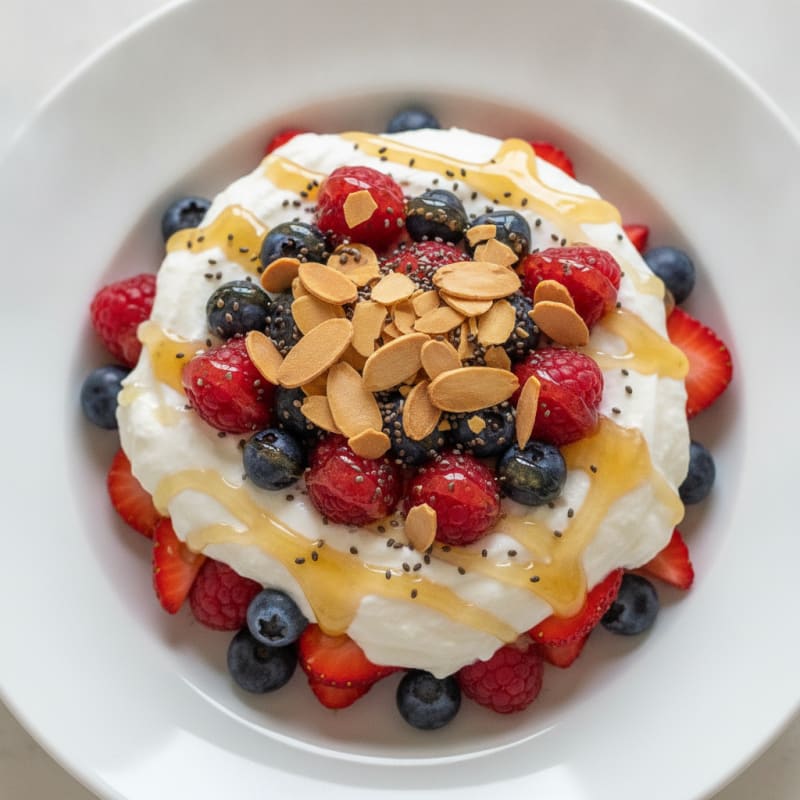 Greek Yogurt Protein Parfait with Berries and Almonds