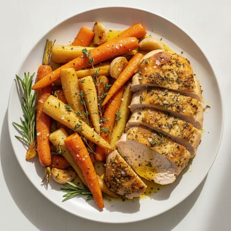 Herb-Baked Chicken with Roasted Root Vegetables