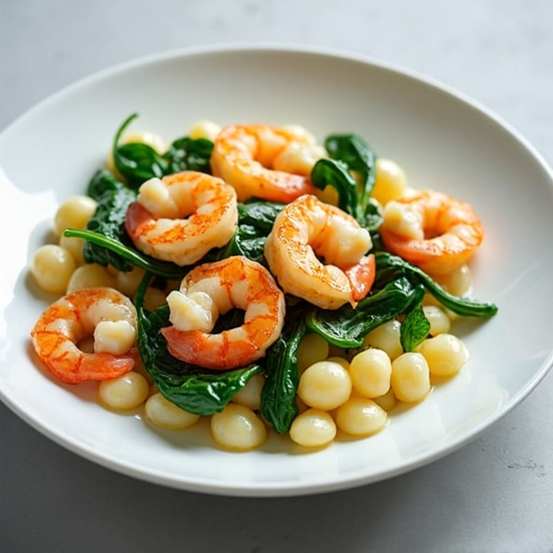 Light Ricotta Gnocchi with Lemon-Garlic Shrimp and Sautéed Greens