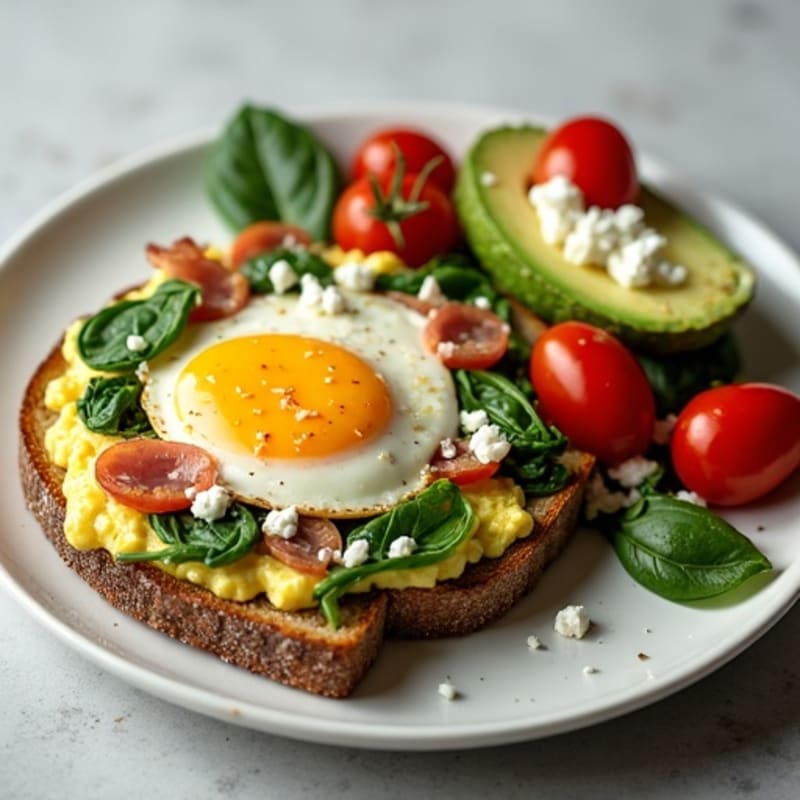 Egg White Spinach Scramble with Turkey Bacon