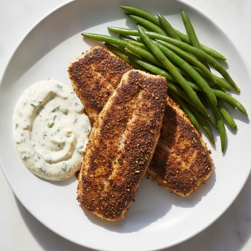 Cajun Blackened Catfish with Tartar Sauce