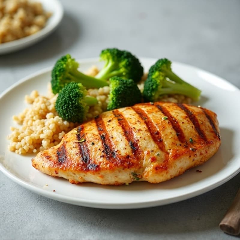 Grilled Chicken Breast with Quinoa and Steamed Broccoli