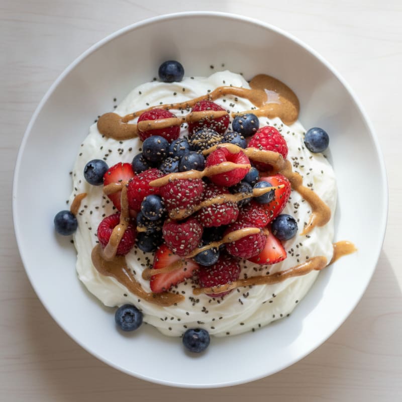 Silky Greek Yogurt Protein Pudding with Mixed Berries