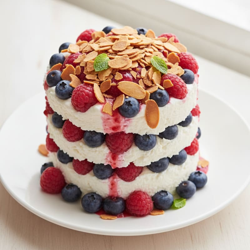 Greek Yogurt Protein Parfait with Mixed Fruit and Nut Crunch