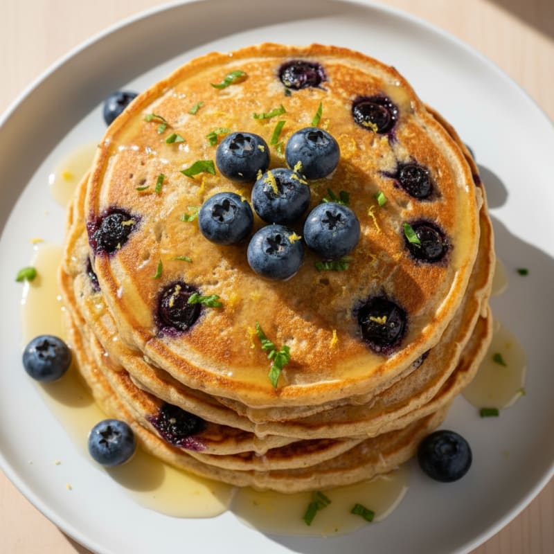 Blueberry Ricotta Pancakes with Lemon Zest