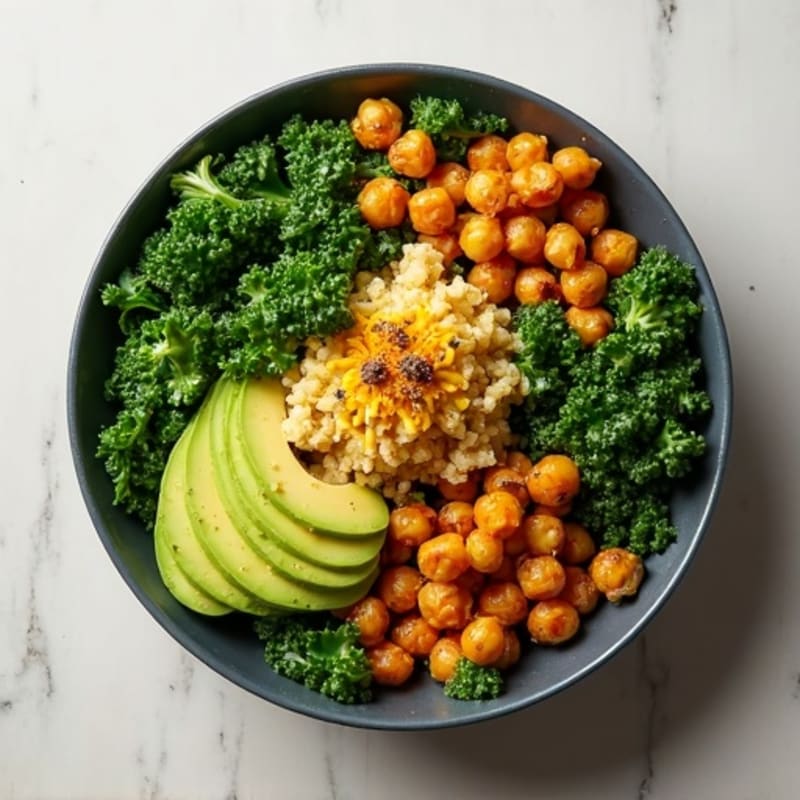 Crunchy Avocado Kale Bowl with Citrus Dressing