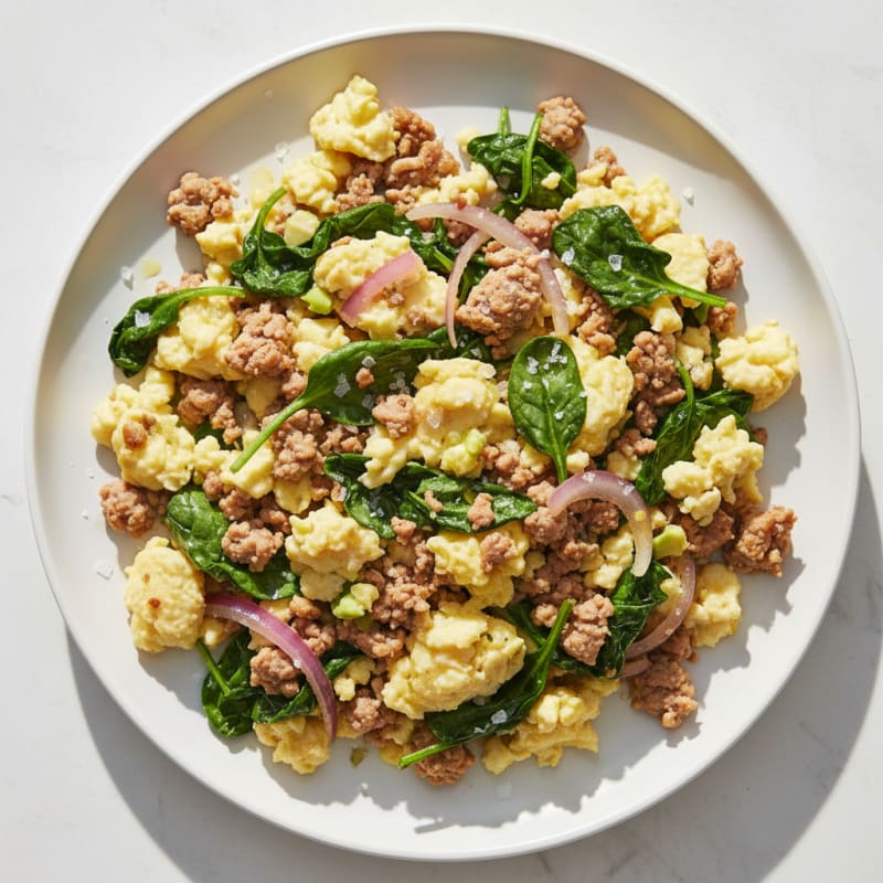 Egg White and Turkey Spinach Scramble