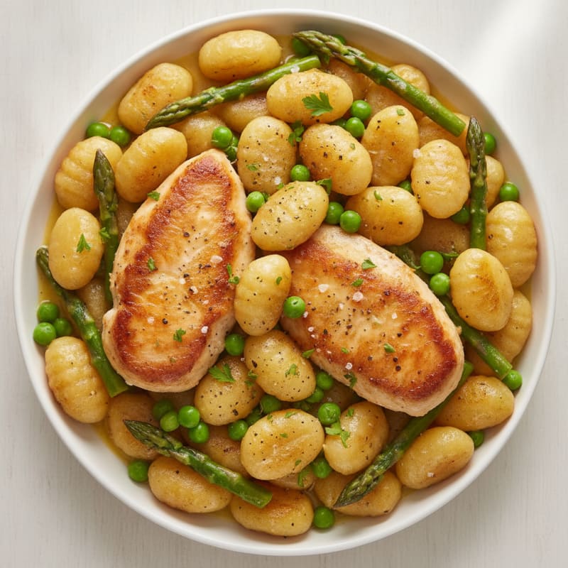Lemon Herb Chicken with Gnocchi and Spring Vegetables