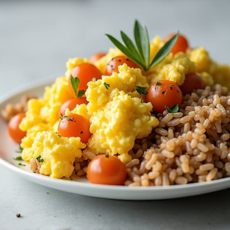 Scrambled Egg Whites with Ground Turkey and Brown Rice