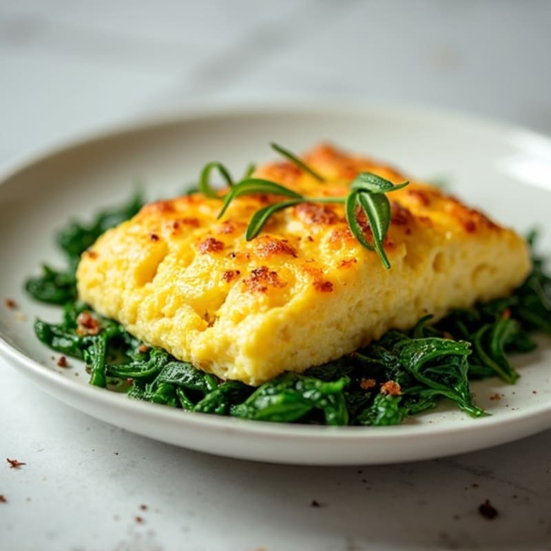 Fluffy Egg and Cottage Cheese Scramble with Sautéed Spinach