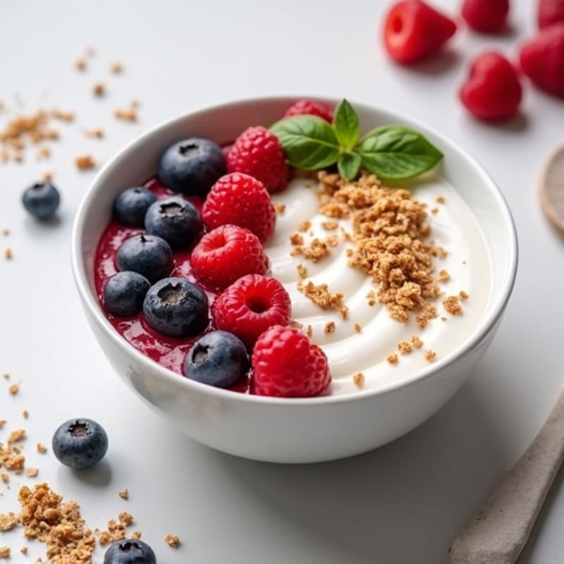 Protein Yogurt Bowl with Mixed Berries and Collagen Powder