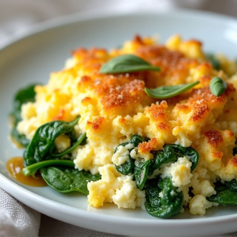 Cottage Cheese Egg White Scramble with Spinach and Turkey