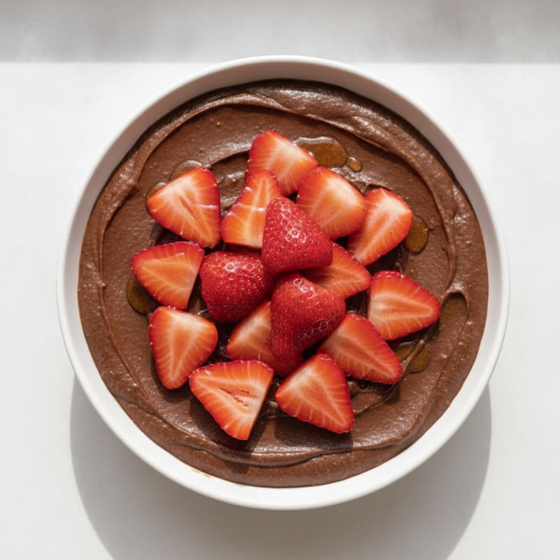 Silky Chocolate Protein Pudding with Fresh Strawberries