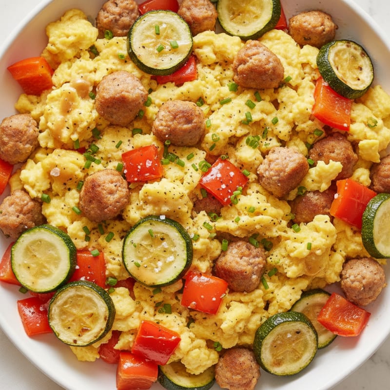 Hearty Scrambled Eggs with Roasted Vegetables