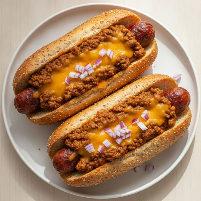 Chili Cheese Beef Hot Dogs