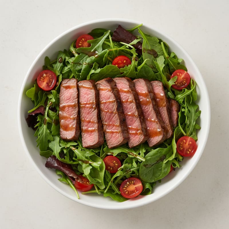 Seared Steak Salad with Mixed Greens and Cherry Tomatoes