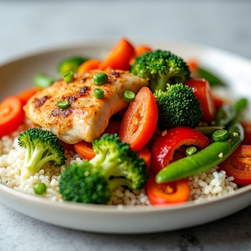 Ginger-Garlic Chicken Stir Fry with Crispy Vegetables