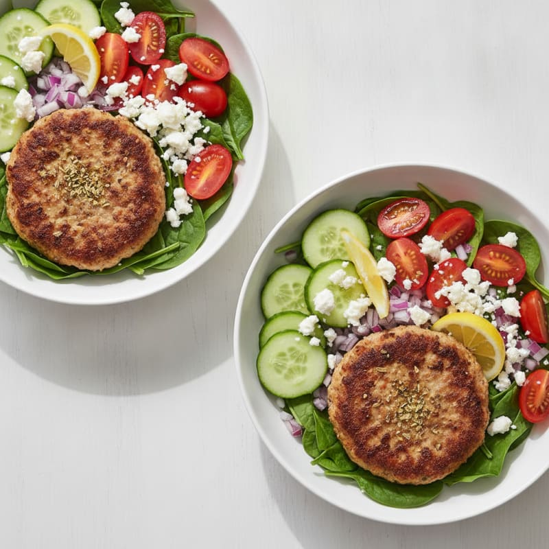 Mediterranean Turkey Burger Bowls with Feta