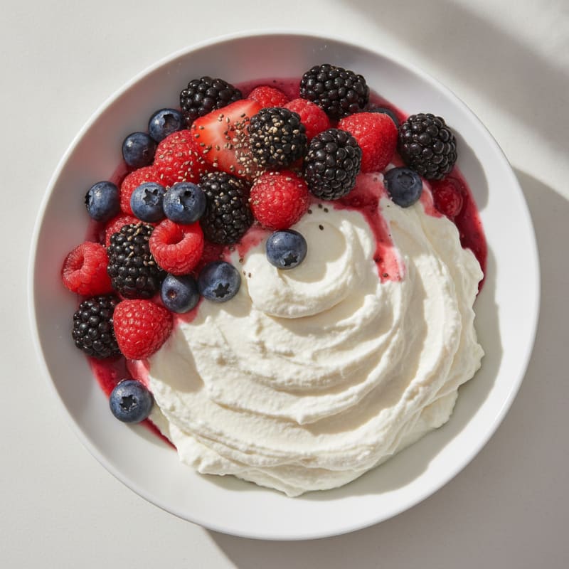 Greek Yogurt Protein Mousse with Mixed Berries