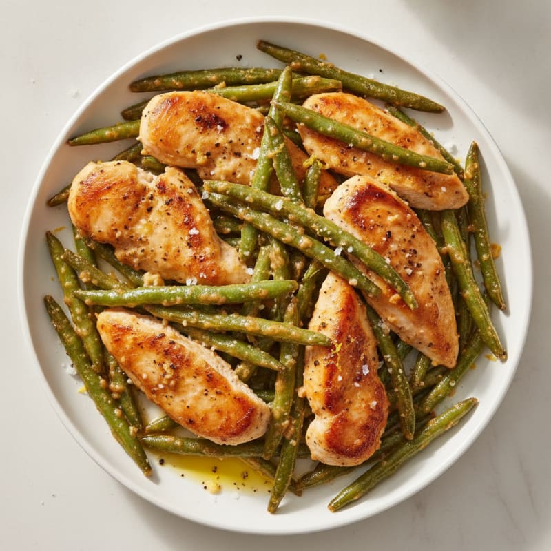 Garlic-Parmesan Roasted Green Beans with Chicken