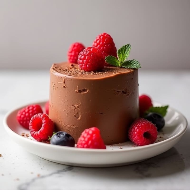 Silky Chocolate Protein Mousse with Fresh Raspberries
