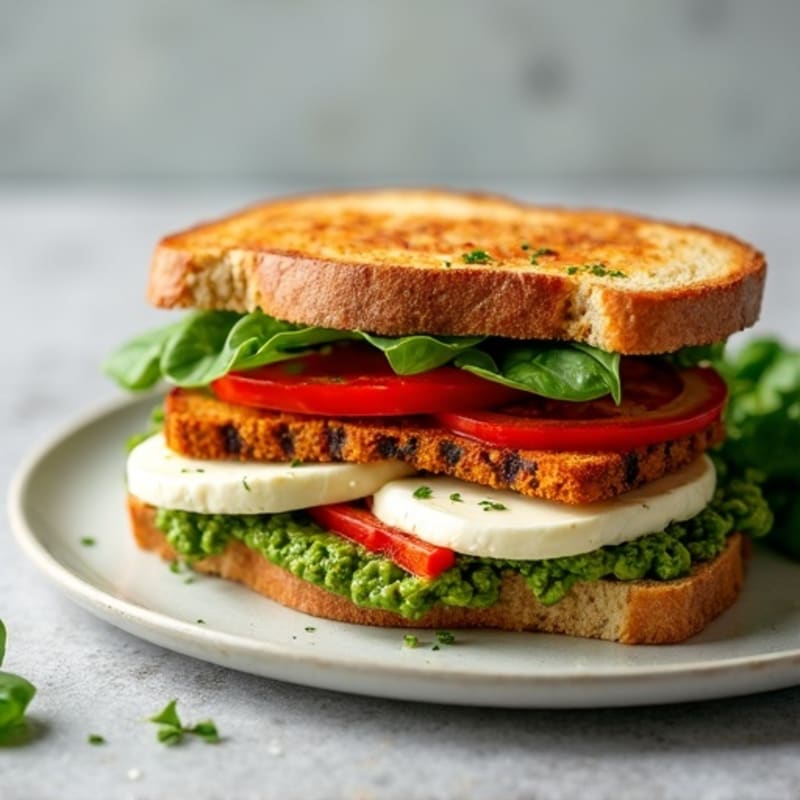 Herb-Marinated Grilled Vegetable Sandwich with Pesto
