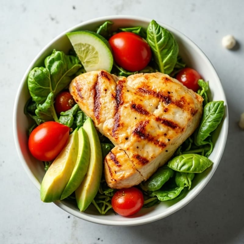 Grilled Chicken and Crisp Avocado Salad Bowl