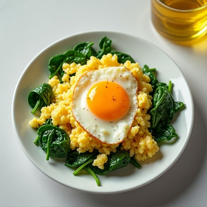 Fluffy Egg and Egg White Scramble with Fresh Spinach