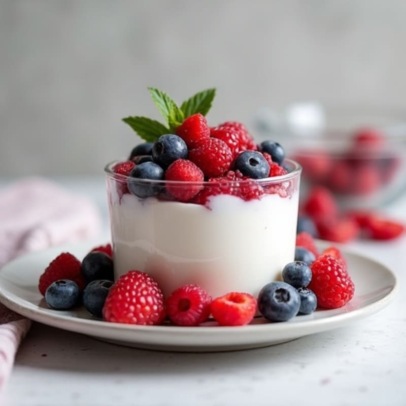 Silky Greek Yogurt Protein Mousse with Mixed Berries