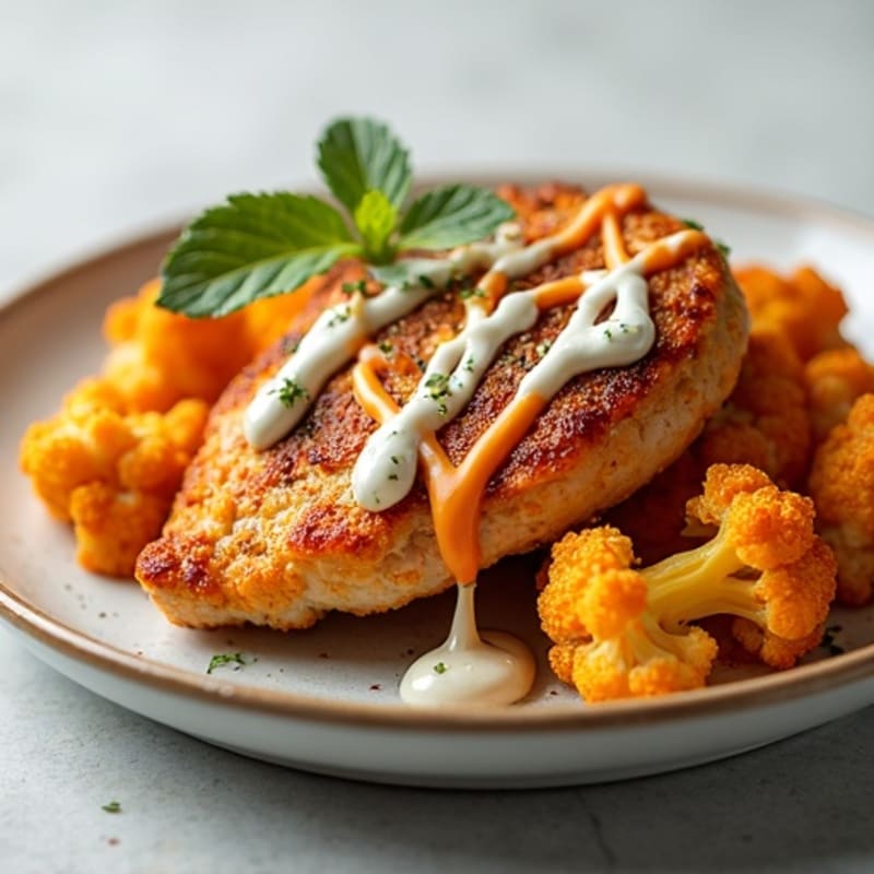 Crispy Buffalo Cauliflower with Roasted Chicken