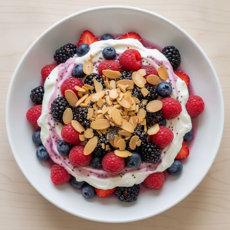 Greek Yogurt Protein Parfait with Mixed Berries