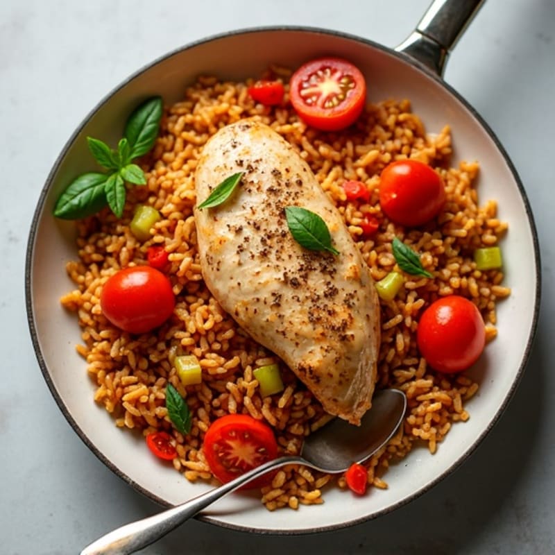 One-Pan Spiced Chicken and Rice with Bell Peppers and Tomatoes