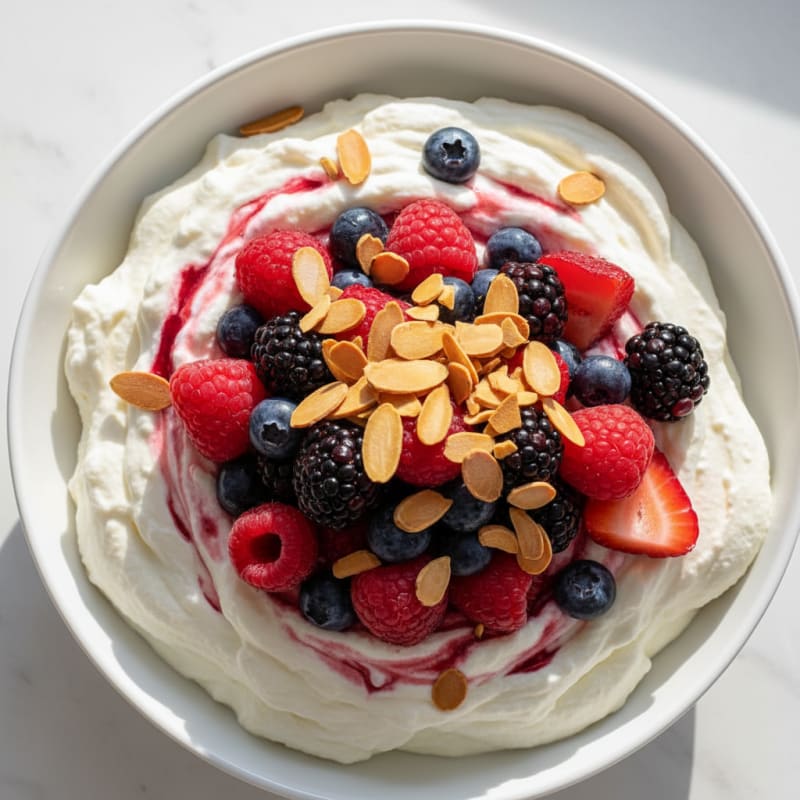 Greek Yogurt Protein Mousse with Mixed Berries