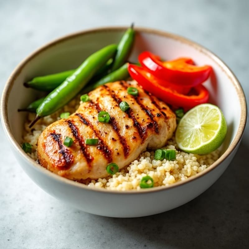 Grilled Ginger-Coconut Chicken Bowl with Crunchy Vegetables