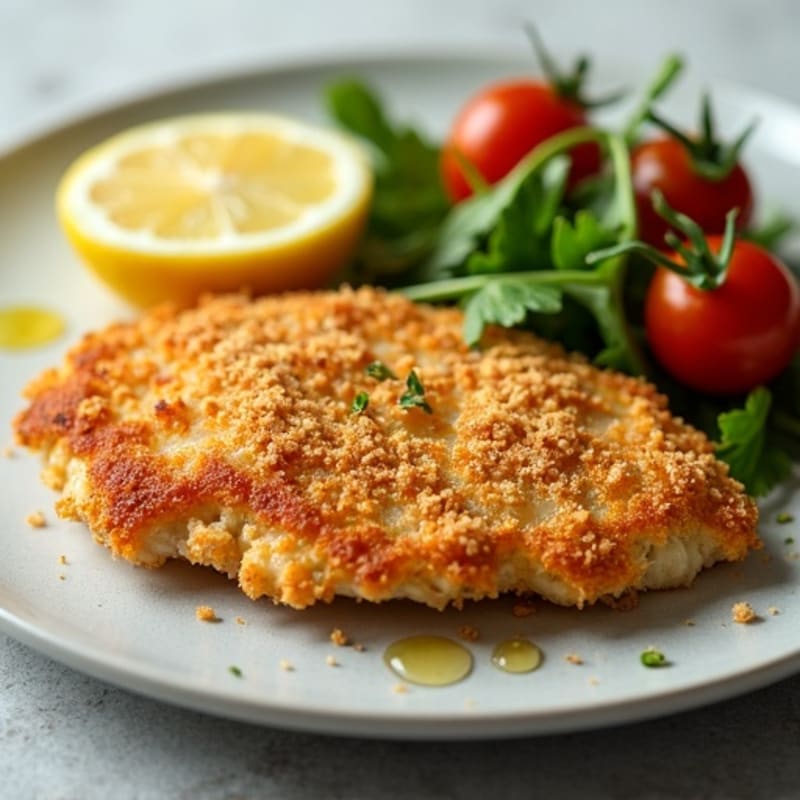 Crispy Baked Chicken Cutlets with Fresh Greens