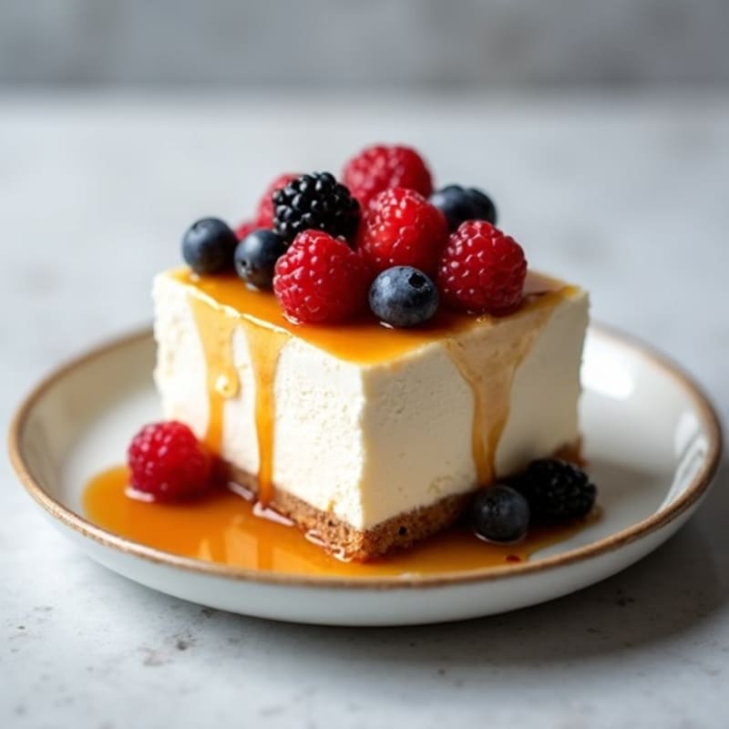 Greek Yogurt Protein Cheesecake with Mixed Berries