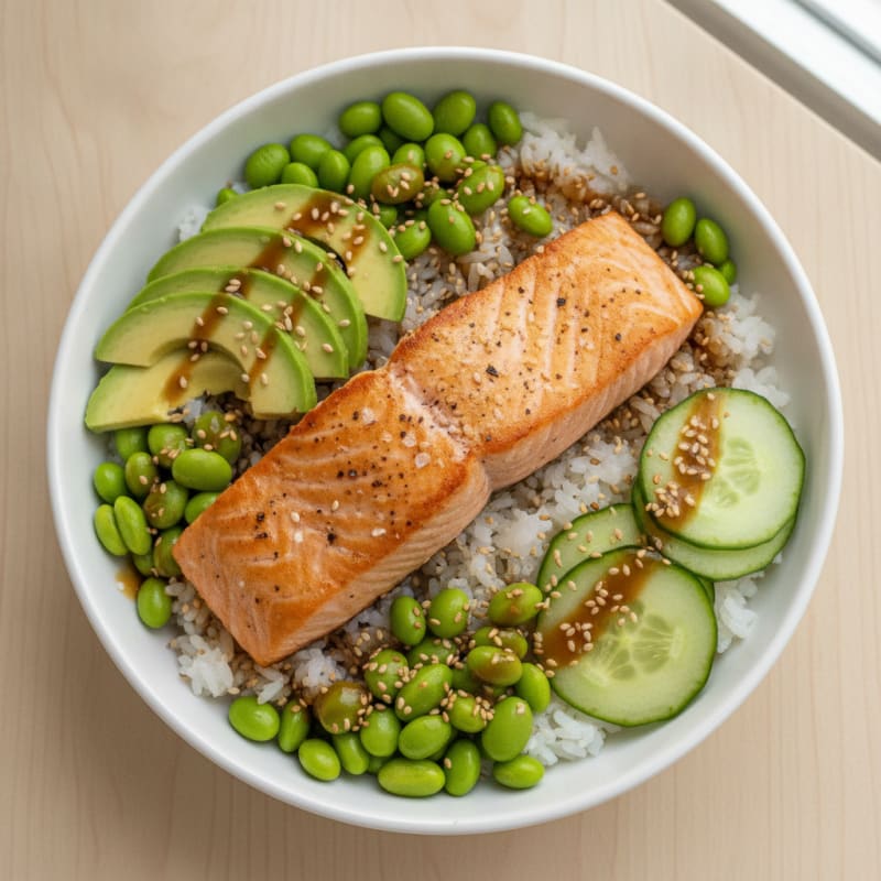 Sushi Rice Bowl with Salmon and Avocado